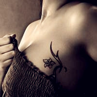 锁骨纹身超拽女生头像图片大全