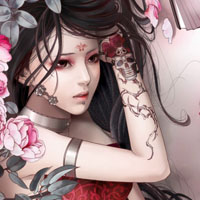 个性游戏女生带纹身头像酷图