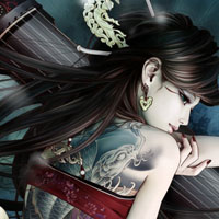 个性游戏女生带纹身头像酷图