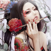 个性游戏女生带纹身头像酷图