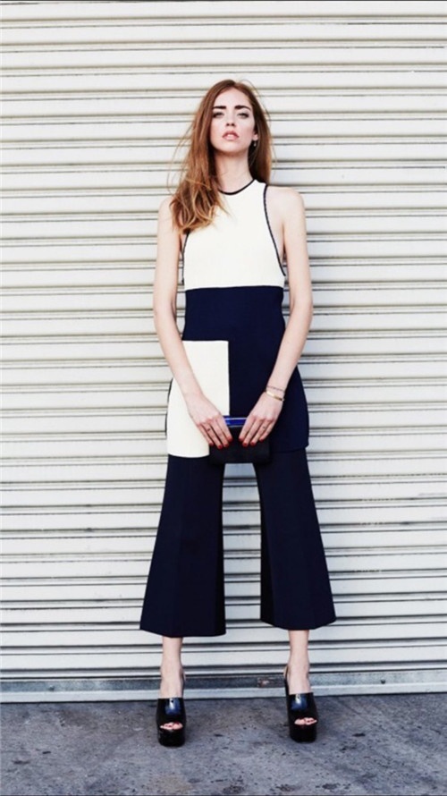 女生时尚欧美黑白搭配街拍