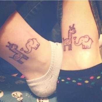 欧美小清新情侣黑白纹身图案