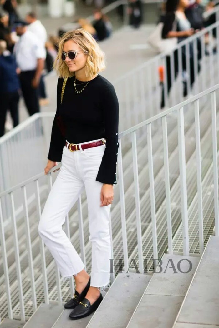 欧美黑白个性潮流搭配街拍