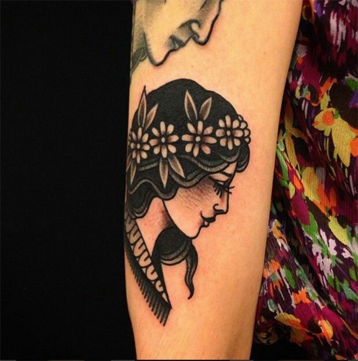 霸气个性欧美黑白花臂纹身