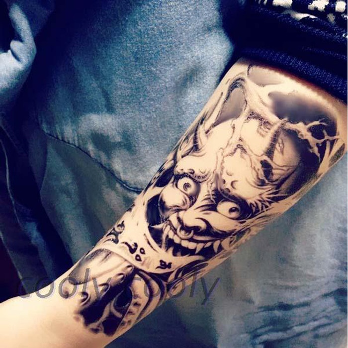 霸气个性欧美黑白花臂纹身