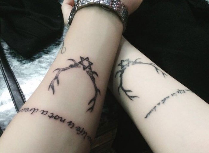 甜蜜欧美情侣纹身小清新图案欣赏