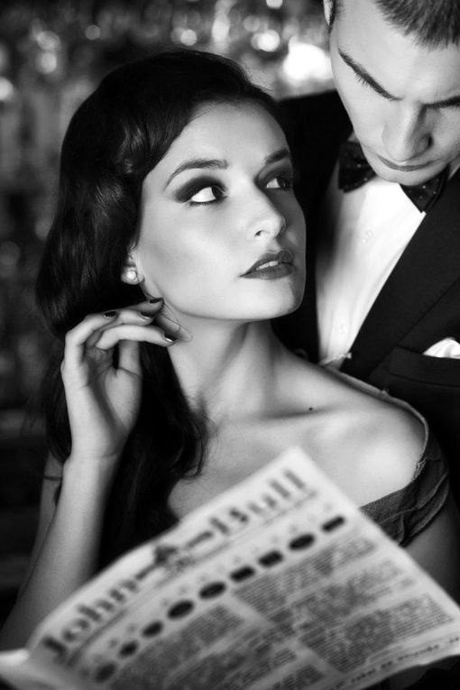 性感复古的黑白欧美壁纸情侣图片