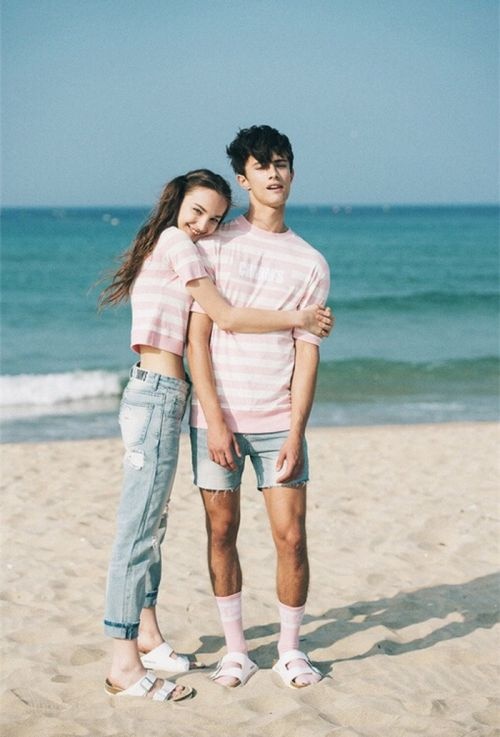 小清新欧美范情侣甜蜜透明皮肤