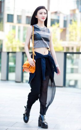 时尚女星景甜最新街拍图片