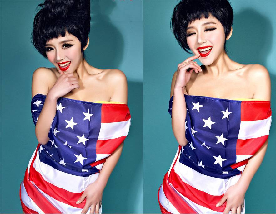 房程程欧美风写真性感红唇装俏皮可爱