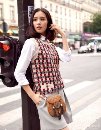 明星刘诗诗巴黎浪漫街拍图片