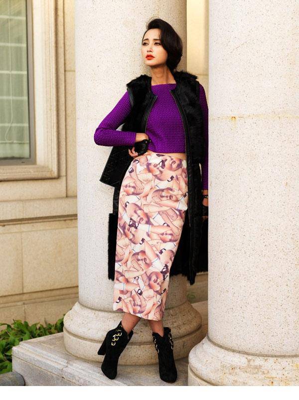 影星张歆艺复古红唇写真艺术照