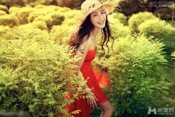 明星演员杨雪红裙飘逸唯美写真