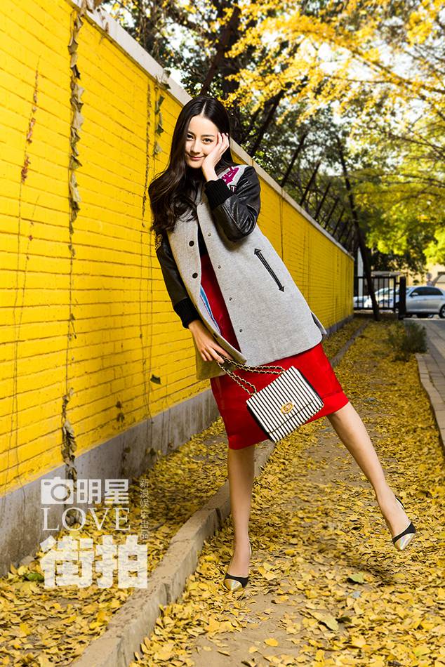 内地新生代迪丽热巴时尚街拍 早春搭配优雅知性
