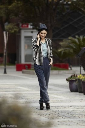 古典美女袁姗姗化身时尚女郎