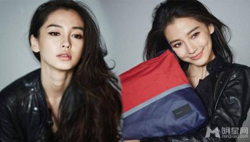 Angelababy露甜美笑容与韩国男模拍摄广告