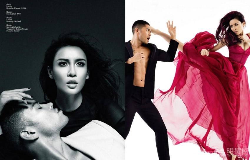 张蓝心与男模相拥魅惑写真