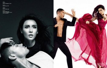 张蓝心与男模相拥魅惑写真