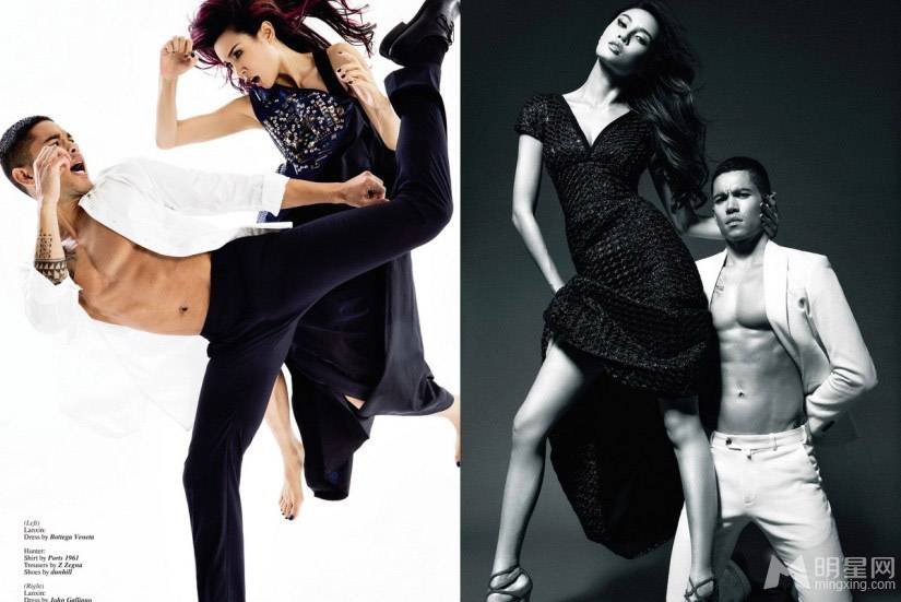 张蓝心与男模相拥魅惑写真