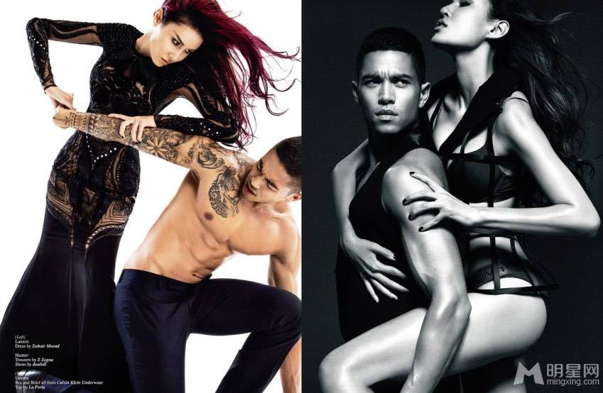 张蓝心与男模相拥魅惑写真