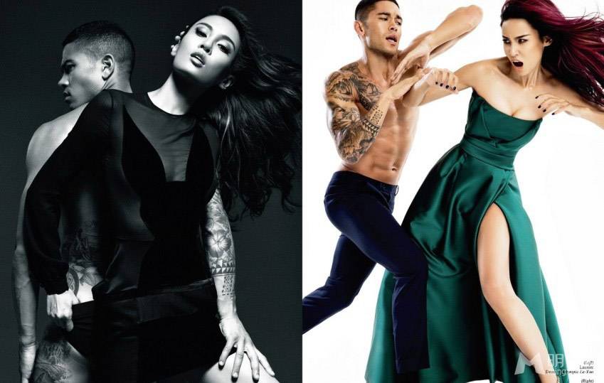 张蓝心与男模相拥魅惑写真