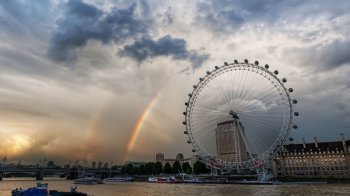 夕阳下摩天轮美景桌面壁纸下载1