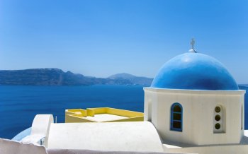 精选好看的希腊爱琴海浪漫旅游自然风光蓝天大海高清风景图片下载