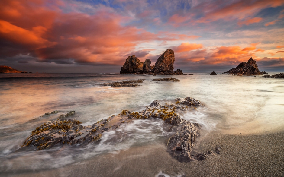 海边黄昏图片 海边夕阳黄昏炫彩高清电脑桌面壁纸