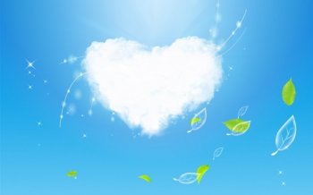 心形蓝天白云壁纸桌面下载