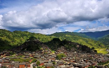 贵州苗寨梯田图片 贵州千户苗寨唯美风景图片