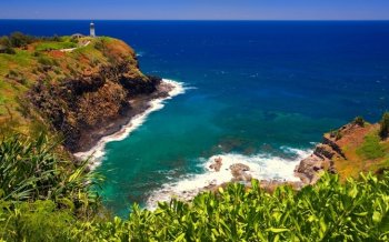 夏日海边灯塔电脑壁纸下载免费