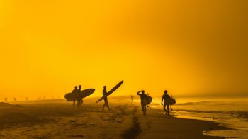 夕阳黄昏下的沙滩美景高清电脑壁纸