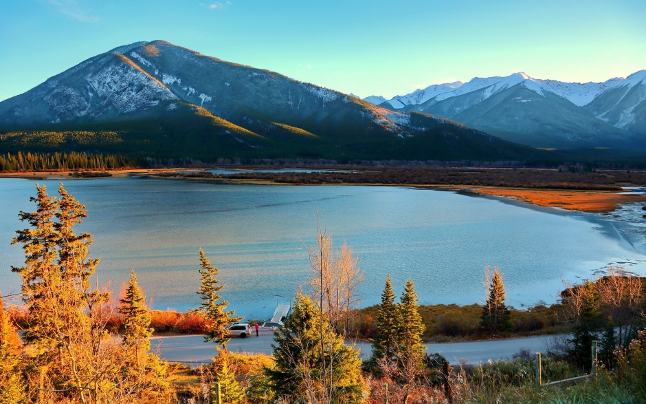 加拿大雪景唯美图片 加拿大唯美黄昏码头风景图片桌面壁纸