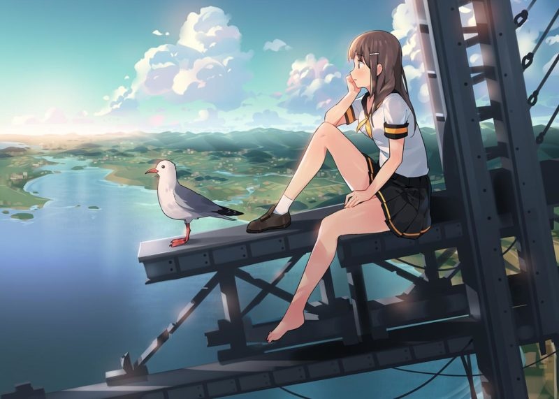 二次元清纯动漫长发美女图片