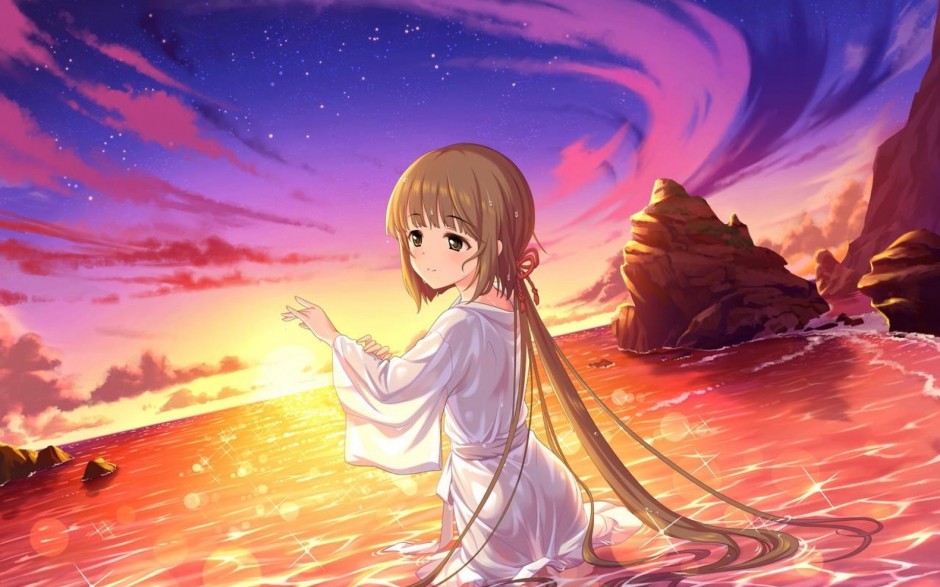 花海中的动漫萌妹图片