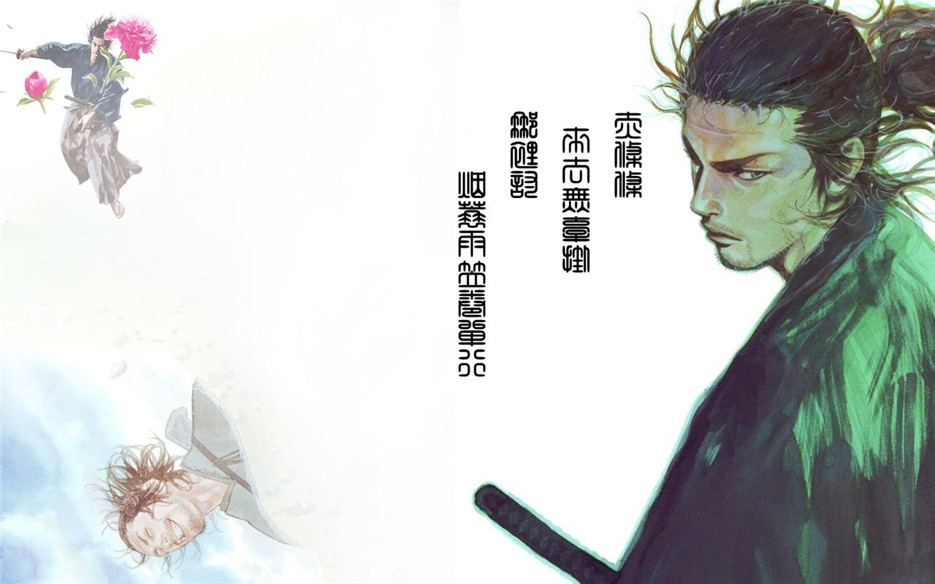 日本动漫浪客行壁纸水墨画风