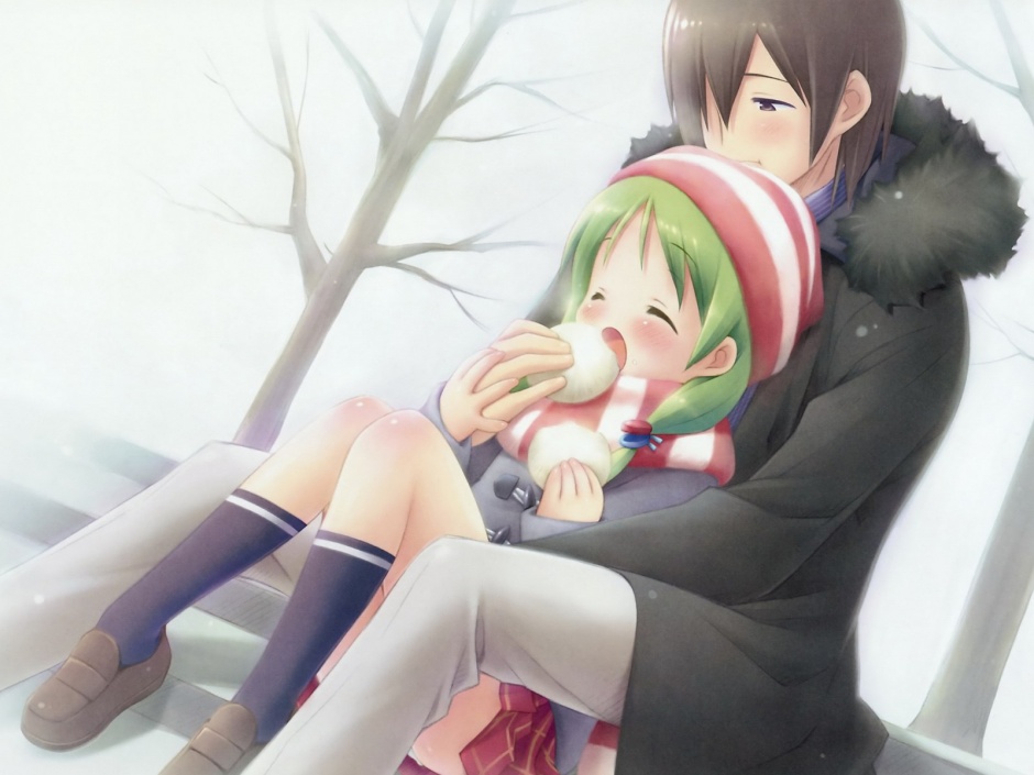 可爱的冬日兄妹温馨动漫壁纸