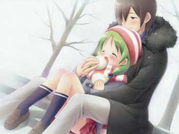 可爱的冬日兄妹温馨动漫壁纸