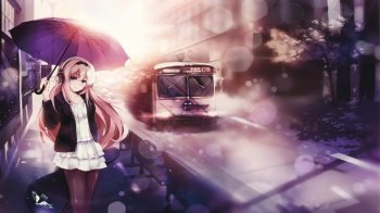 唯美的雨伞少女动漫图片