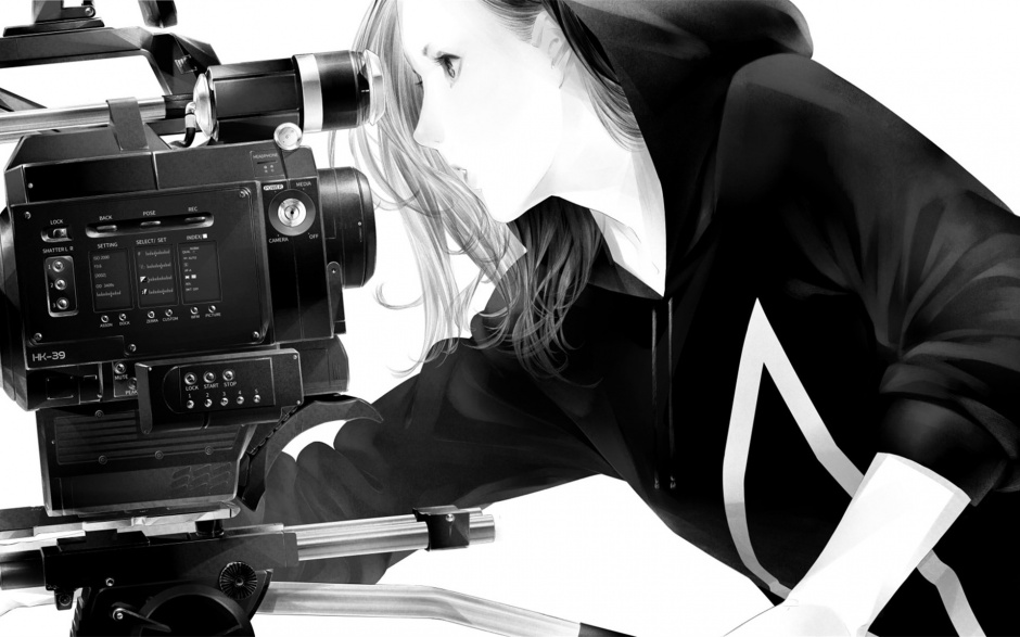 二次元手绘纯黑白动漫壁纸