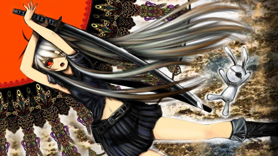 手绘霸气动漫女生插画图片赏析