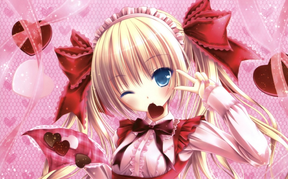 可爱娇羞的动漫妹子高清壁纸