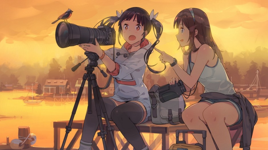 爱摄影的二次元萌妹图片壁纸