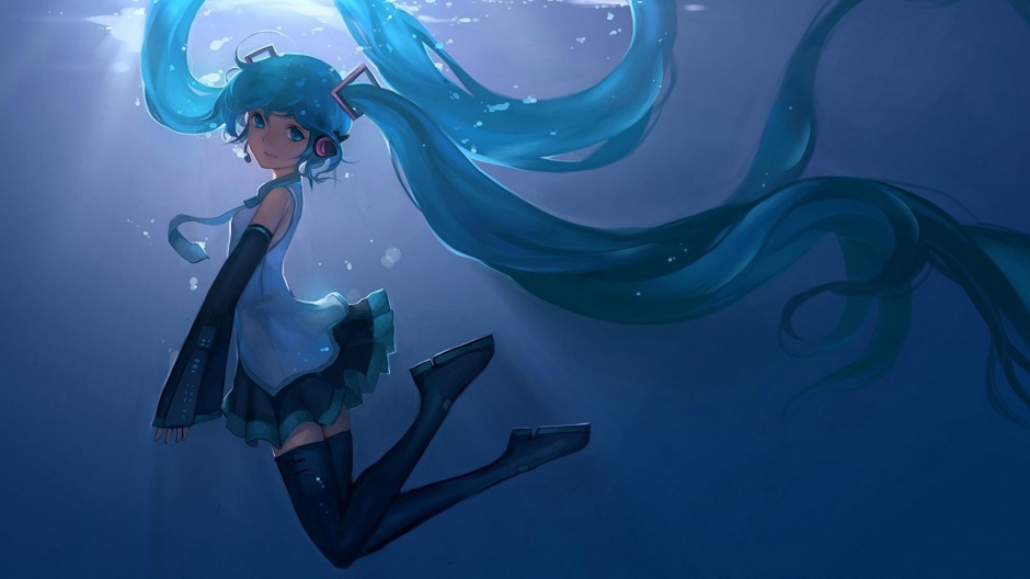 可爱的水中初音未来高清壁纸