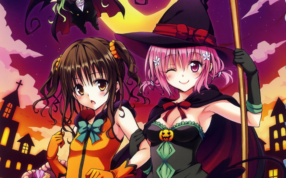 动漫少女万圣节主题壁纸