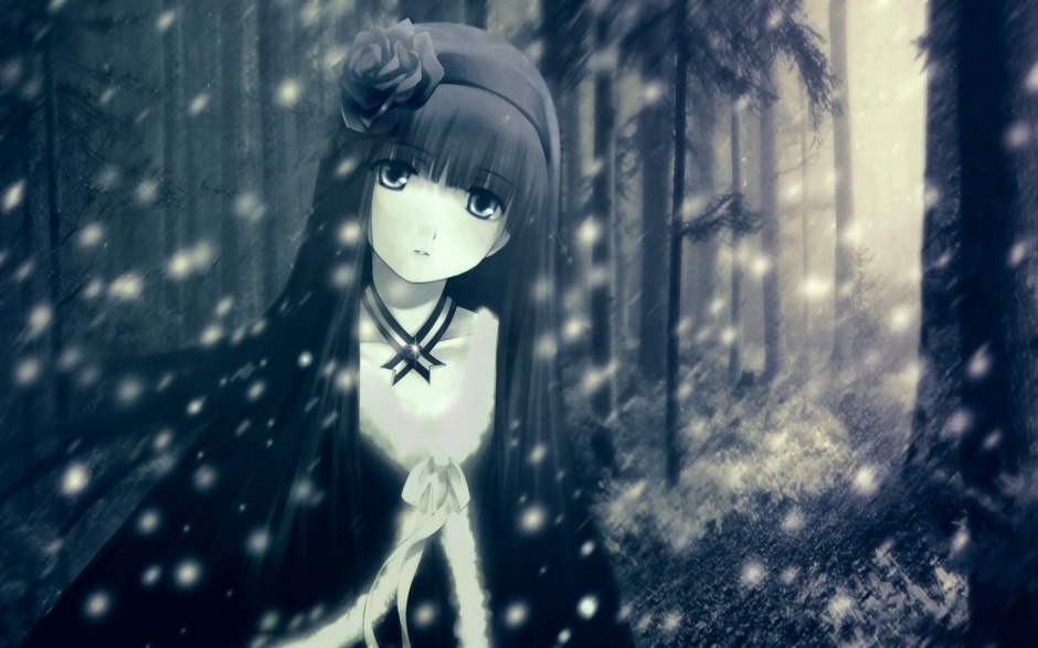 伤感的二次元颓废美女图片