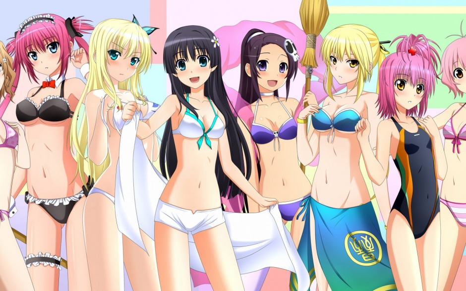 漂亮的动漫美女泳装party图片