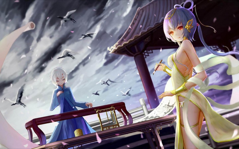 手绘动漫美女洛天依桌面壁纸