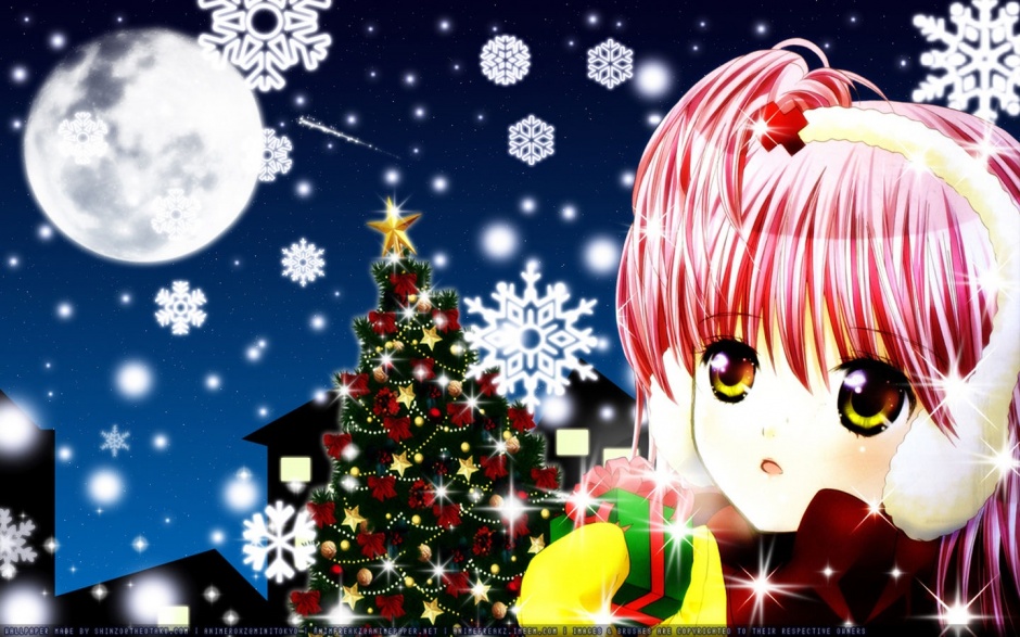 超可爱的动漫美女过圣诞节图片