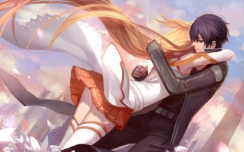 刀剑神域亚丝娜桐人唯美画风壁纸